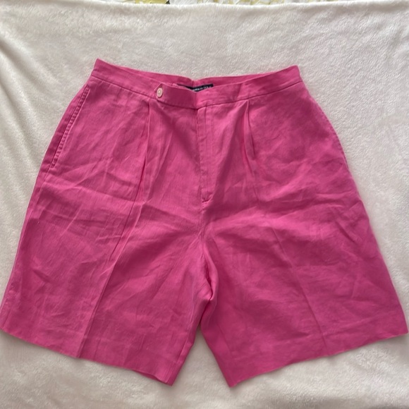 Ralph Lauren Golf pink linen high waisted women’s shorts,‎ size 12 - Picture 1 of 7